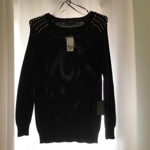 Long sweater with studded shoulders size small